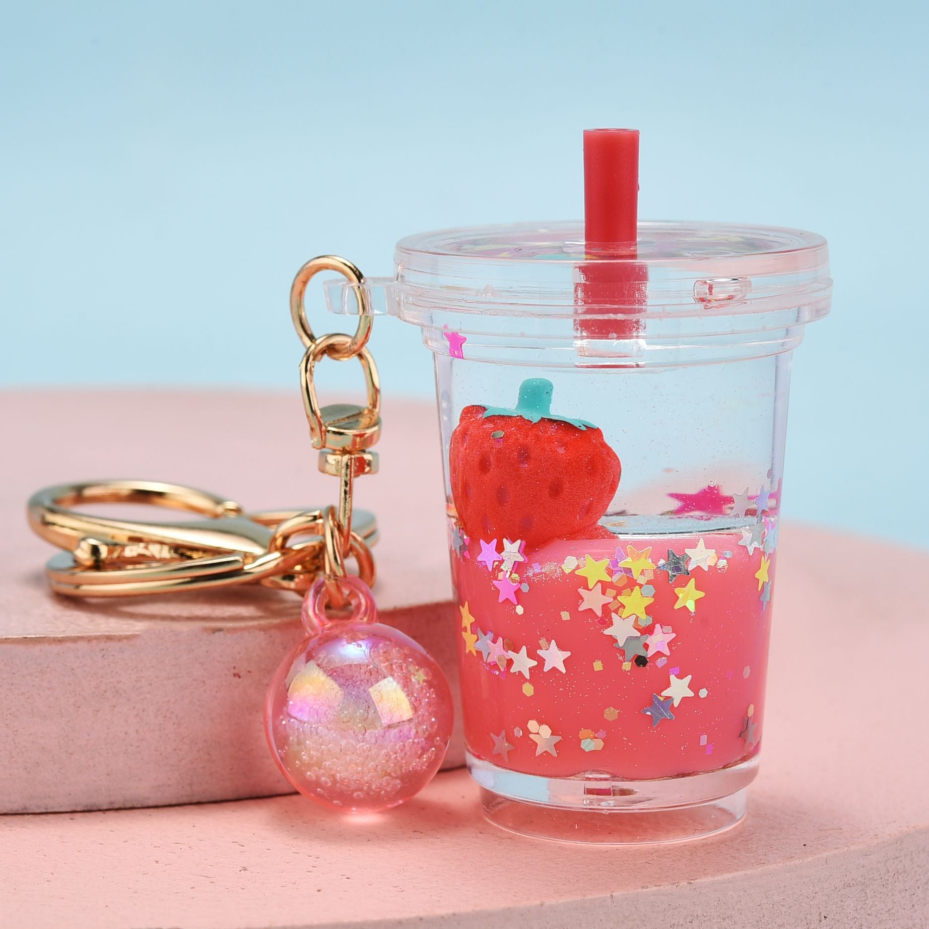 Wholesale Pentagram Strawberry Acrylic Oil Keychains